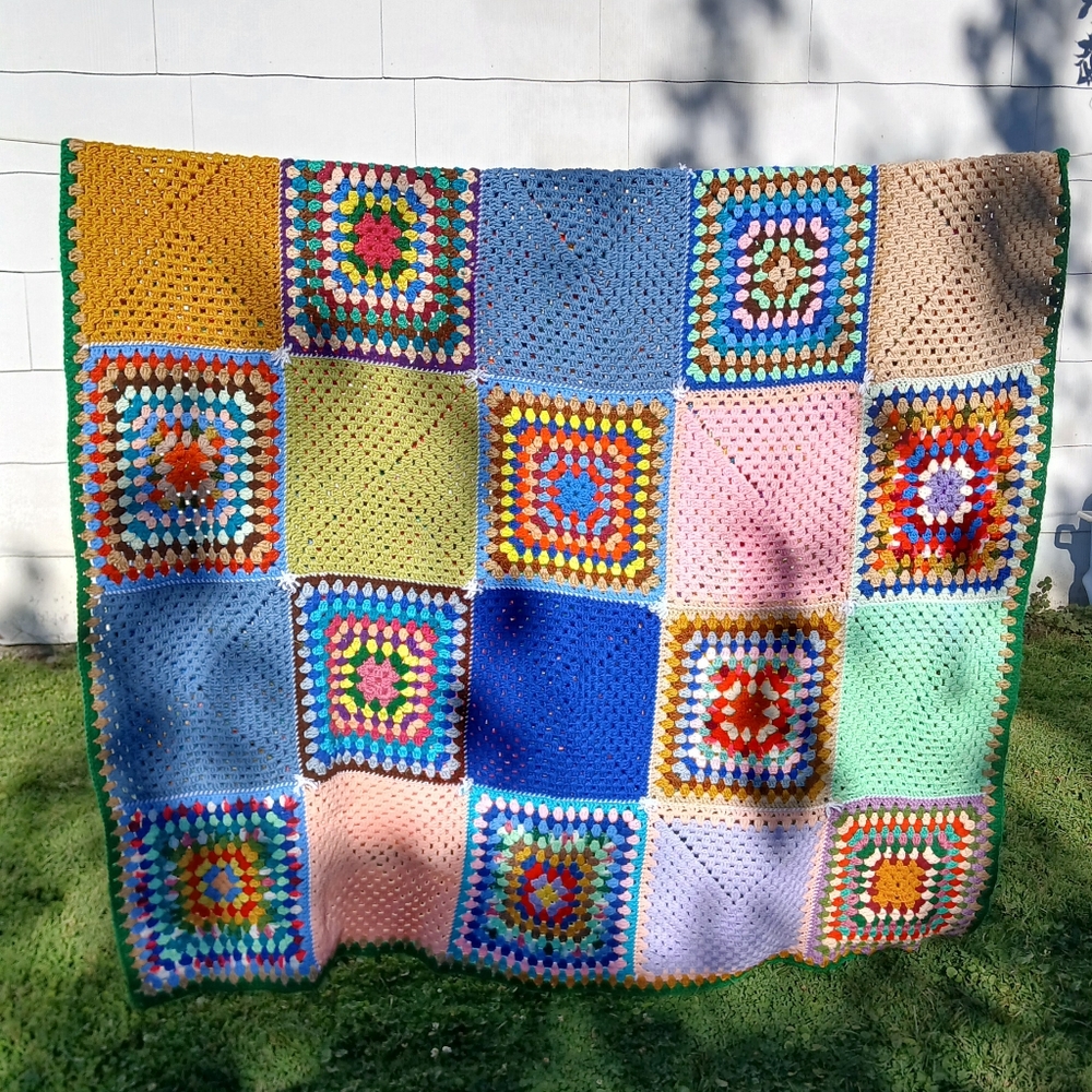Colorful Crochet Patchwork Blanket